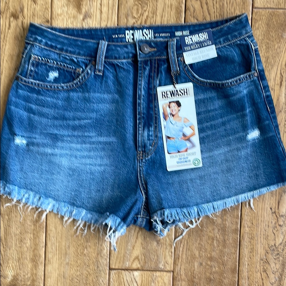 Rewash Blue Jean Shorts Distressed High-Waisted